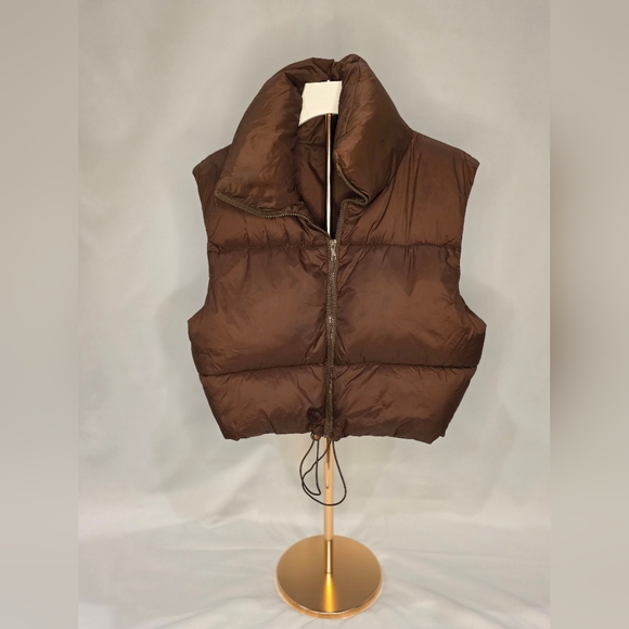 Chocolate Brown Women's Puffer Vest - Picture 3 of 3